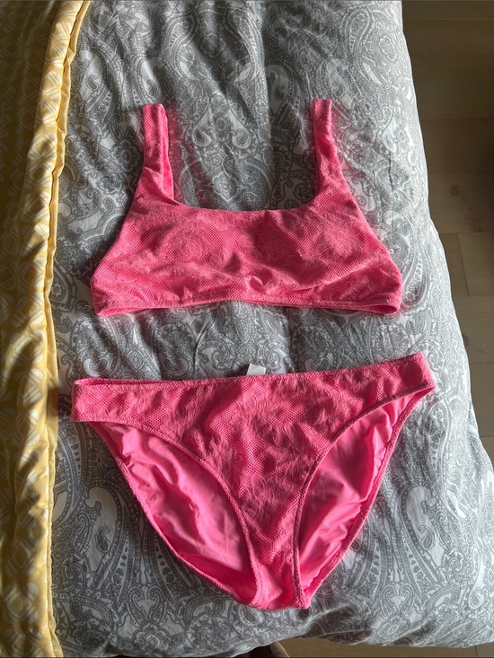 aerie Other - AERIE Women's Pink Textured Bikini Set - Bralette Top & Brief Bottom